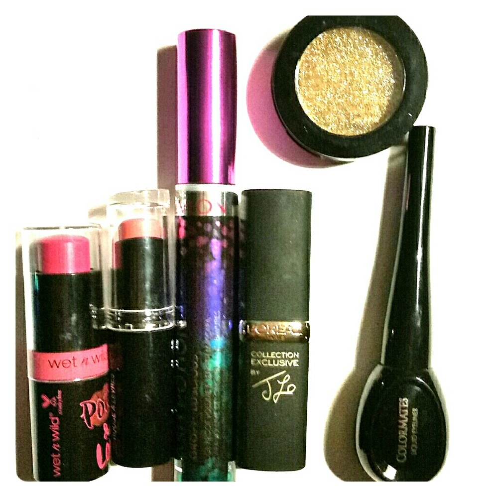 6 pcs lot glitter lipstick liquid eyeliner mascara